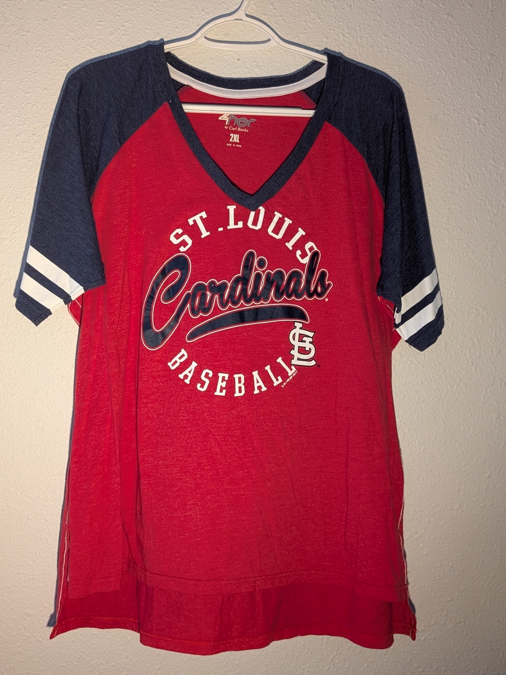 St. Louis Cardinals  Red & Navy Baseball Tee 2XL